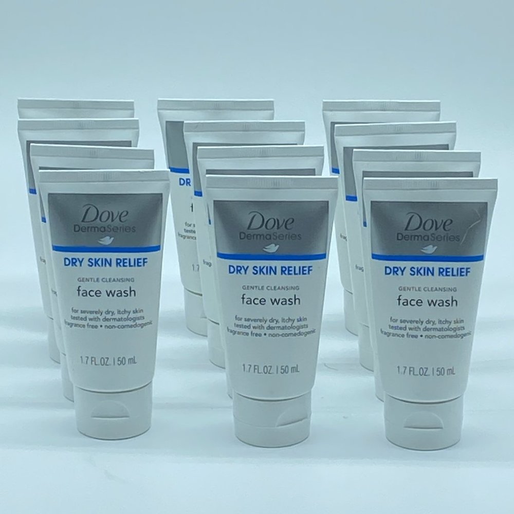 12!!  Dove DermaSeries Dry Skin Relief Gentle Cleansing Face Wash, Travel Size